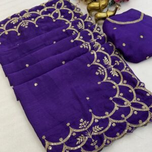 Contemporary Embroidered Chiffon Saree
