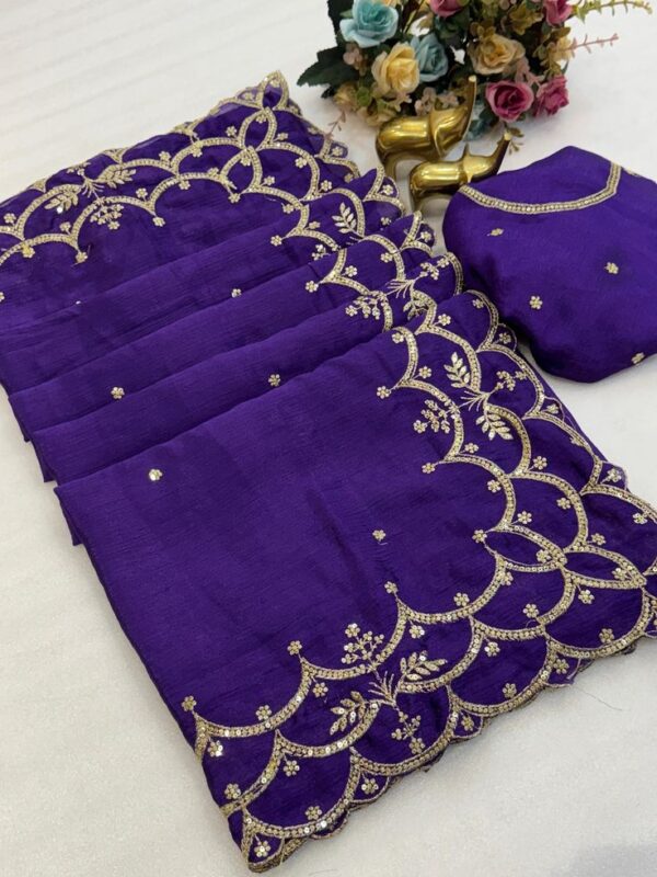 Contemporary Embroidered Chiffon Saree