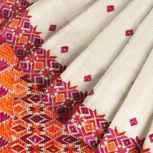 Colorful Phulkari Cotton Saree